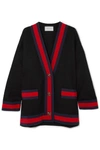 GUCCI Grosgrain-trimmed cotton-blend tweed cardigan