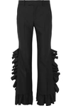 GUCCI RUFFLED WOOL AND MOHAIR-BLEND FLARED PANTS