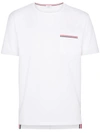 Thom Browne Striped Pocket Cotton Jersey T-shirt In White
