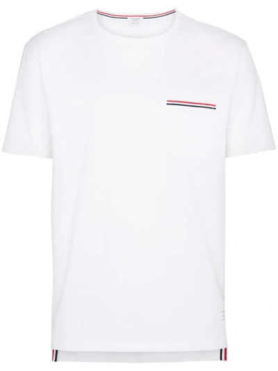 Thom Browne Striped Pocket Cotton Jersey T-shirt In Pink