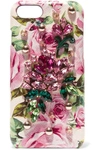 DOLCE & GABBANA EMBELLISHED FLORAL-PRINT TEXTURED-LEATHER IPHONE 7 CASE