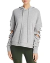 Alo Yoga Slay Slashed Long Sleeve Hoodie In Gravel Heather