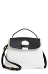 BURBERRY SMALL CAMBERLEY DERBY LEATHER & HOUSE CHECK TOP HANDLE SATCHEL - WHITE,4068464