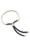 Monica Vinader Engravable Fiji Friendship Bracelet In Navy/ Rose Gold