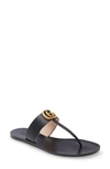 Gucci Marmont Logo-embellished Leather Sandals In Black