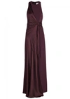 CINQ À SEPT CLEMENCE AUBERGINE KNOTTED GOWN