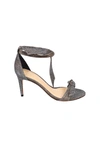 Alexandre Birman Clarita Mid-heel Metallic Evening Fabric Sandals In Cstellar