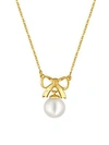 MAJORICA 10MM Organic Pearl Bow Pendant Necklace,0400096633322