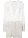 Agnona Two-tone Longline Cardigan In White