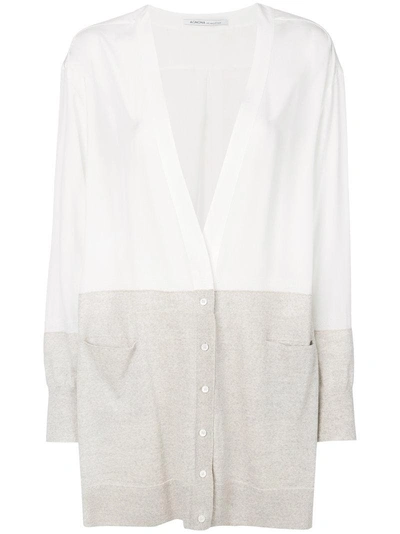 Agnona Two-tone Longline Cardigan In White