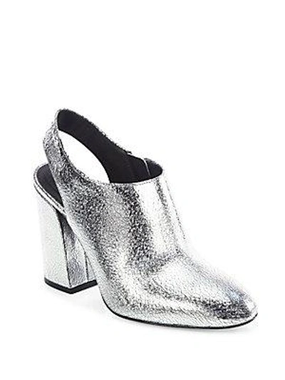 Michael Kors Collection Clancy Metallic Leather High Heel Booties In Silver