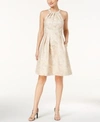 CALVIN KLEIN METALLIC BROCADE HALTER DRESS