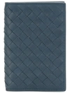 Bottega Veneta Denim Intrecciato Card Case In Blue