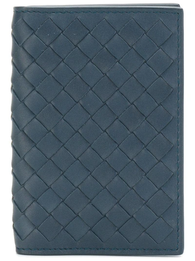 Bottega Veneta Denim Intrecciato Card Case In Blue