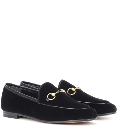 Gucci Jordaan Velvet Loafers In Black
