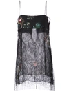 ADAM LIPPES ADAM LIPPES FLORAL PRINT AND LACE DETAIL SHEER CAMISOLE - BLACK,R18124PE12411216