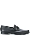 Ferragamo Crown Leather Loafer With Gancini Detail In Black