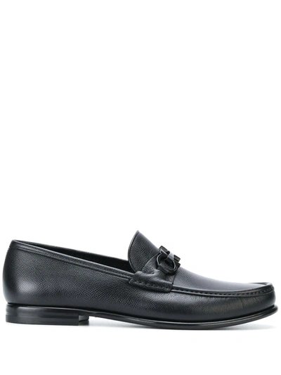 Ferragamo Gancini Horsebit Loafers In Black