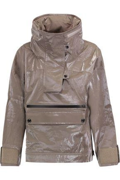 Adidas By Stella Mccartney Woman Hooded Coated-shell Jacket Taupe