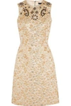 DOLCE & GABBANA CRYSTAL-EMBELLISHED EMBROIDERED FAILLE DRESS,3074457345617997467