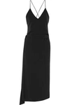 ALEXIS ALEXIS WOMAN ANALIA CREPE WRAP MIDI DRESS BLACK,3074457345618228338