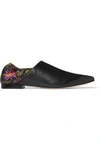 3.1 PHILLIP LIM / フィリップ リム WOMAN FLORAL-PRINT LEATHER SLIPPERS BLACK,US 4772211931909895