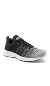 Apl Athletic Propulsion Labs Techloom Pro Knit Running Shoe In White & Heather Grey & Black & Melange