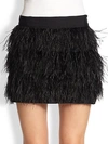 MILLY Ostrich Feather Mini Skirt