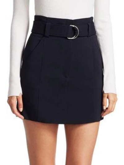 A.l.c Bronx Belted Straight Wool-blend Skirt In Midnight