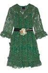 ANNA SUI Camilla velvet-trimmed crocheted lace mini dress,US 1998551929407436