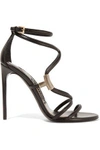 TOM FORD WOMAN EMBELLISHED LEATHER SANDALS BLACK,GB 4772211931889542