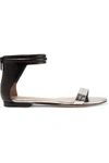 3.1 PHILLIP LIM / フィリップ リム WOMAN MARTINI PANELED LEATHER AND METALLIC CROC-EFFECT LEATHER SANDALS BLACK,US 1071994536954920