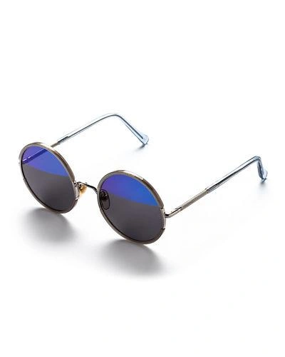 Sunday Somewhere Yetti Round Laser-cut Sunglasses In Light Blue