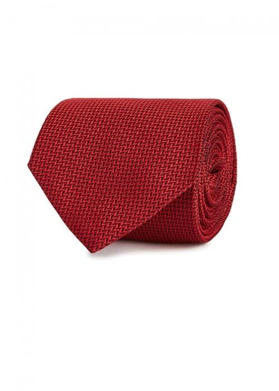 Armani Collezioni Red Silk Jacquard Tie
