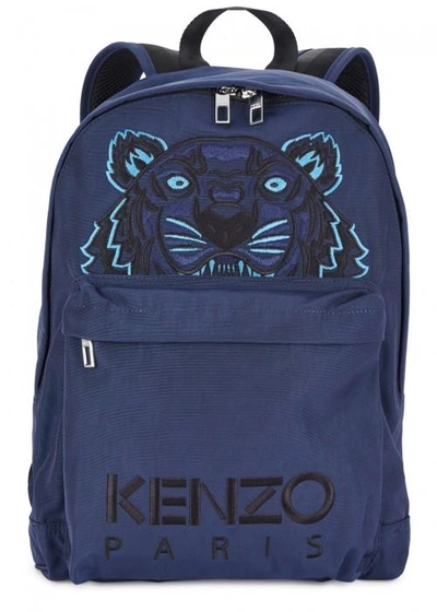 Kenzo Tiger Embroidered Nylon Canvas Backpack In Navy
