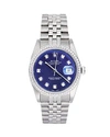 PRE-OWNED ROLEX PRE-OWNED ROLEX STAINLESS STEEL AND 18K WHITE GOLD DATEJUST WATCH WITH BLUE DIAL AND DIAMOND BEZEL, ,16220.3