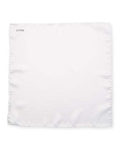 ETON WHITE SILK POCKET SQUARE,PROD204610553
