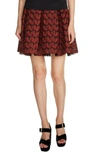 Maje Julian Pleated Jacquard Skirt In Red