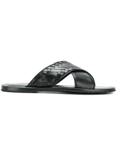 Bottega Veneta Intrecciato Crisscross Sandals - 黑色 In Black