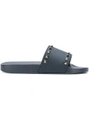 Valentino Garavani Rockstud-embellished Slides In Blue