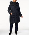 Cole Haan Signature Plus Size Layered Down Puffer Coat In Navy