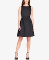 Tahari Jacquard Fit & Flare Dress In Black