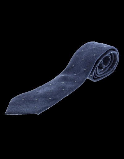 Brunello Cucinelli Grey Dot Tie In Blu-grey