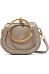 CHLOÉ NILE BRACELET SMALL TEXTURED-LEATHER AND SUEDE SHOULDER BAG