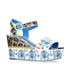 DOLCE & GABBANA Majolica and Leopard Wedge Sandals,P000000000005819728