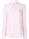 Polo Ralph Lauren Georgia Womens Collar Long Sleeve Button-down Top In Deco Pink