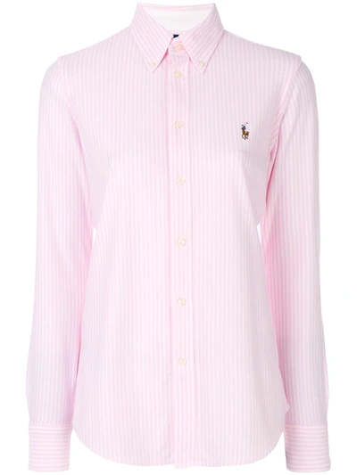Polo Ralph Lauren Georgia Womens Collar Long Sleeve Button-down Top In Deco Pink