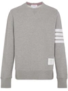 Thom Browne 4bar Cotton Crewneck Sweatshirt In Grey