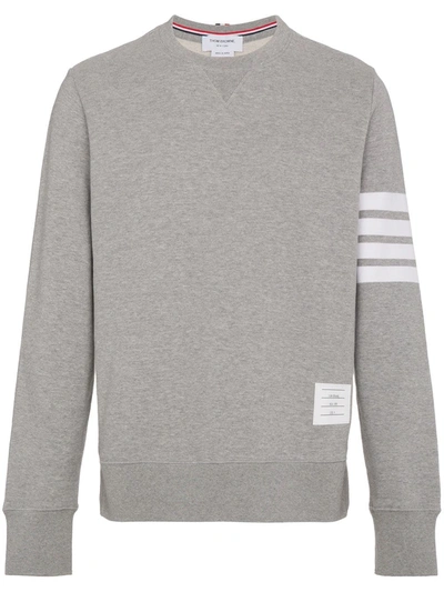 Thom Browne 4bar Cotton Crewneck Sweatshirt In Grey