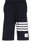 Thom Browne Pantaloncini Da Allenamento A 4 Barre In Blue
